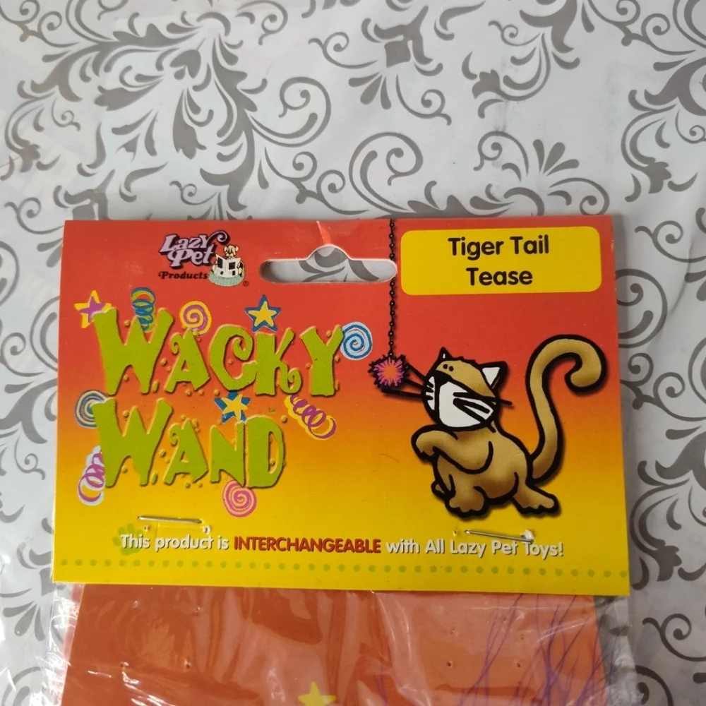 Lot of 3 Lazy Pet Interactive Tiger Tail Tease Cat Toy Purple, Green & Yellow C4